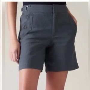 Athleta NWT Voyager Linen Shorts 10 BLUE